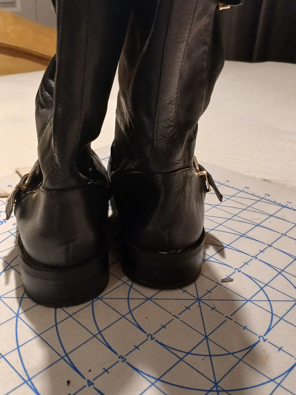 Jessica Simpson Black Studded Mid-Calf Boots with Gold Accents